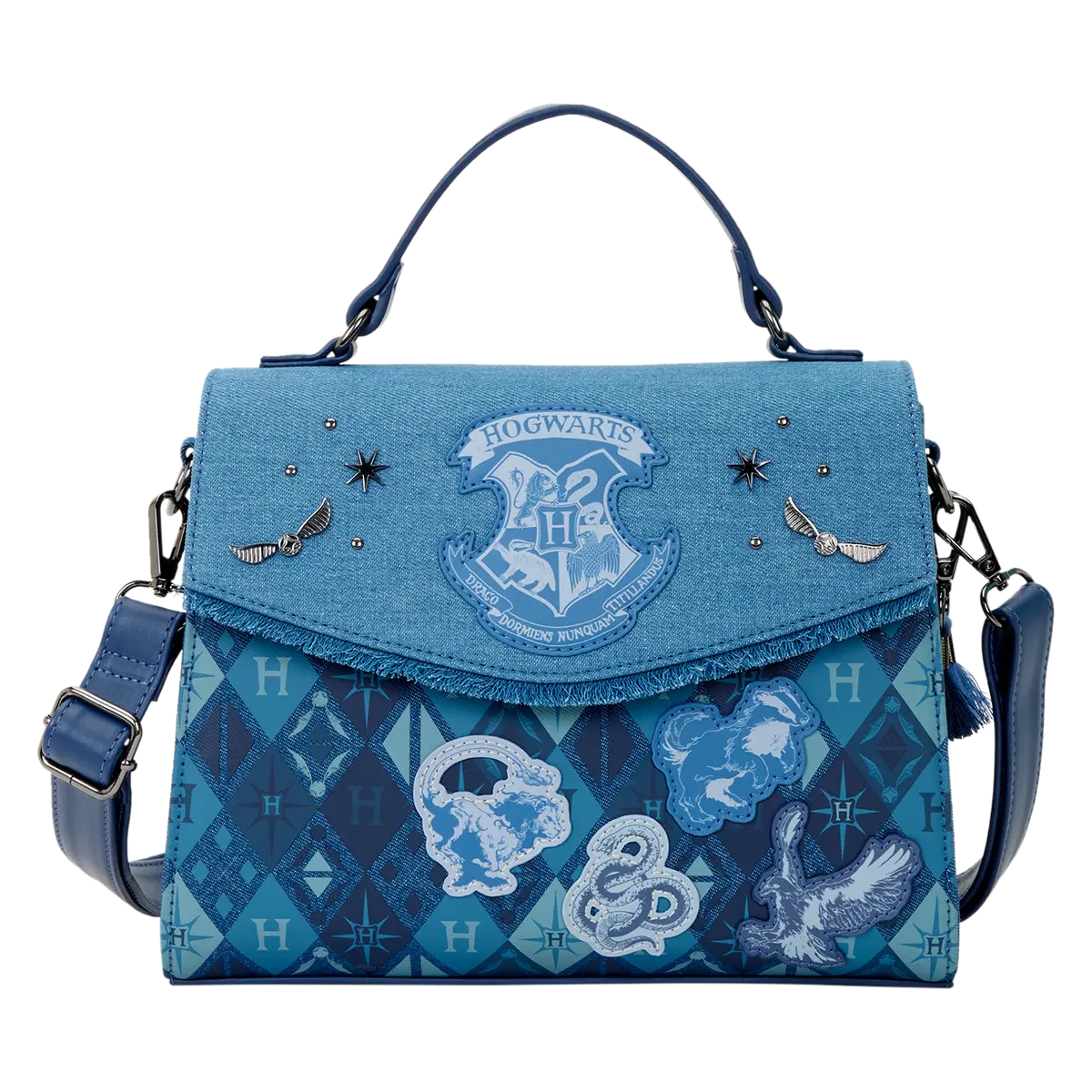 Harry Potter Hogwarts Denim Crossbody Bag, Adjustable Crossbody, Fashionable Purse, Crossbody Bags For Women
