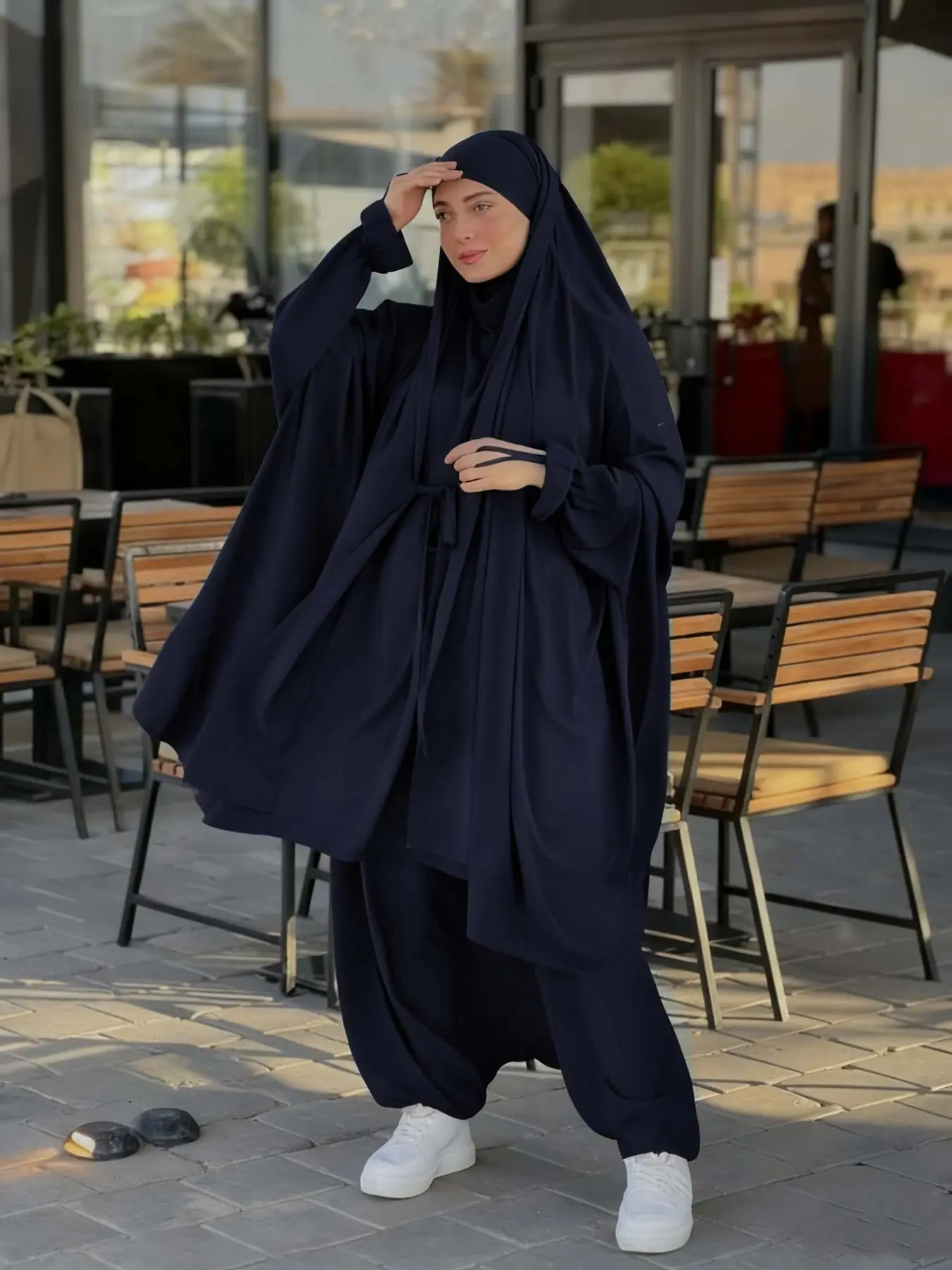 Islamic Prayer Set Hijab & Long Pants Outfits, Loose-Fitting Muslim Modesty Clothing for All Seasons, Perfect for Ramadan & Eid Celebrations