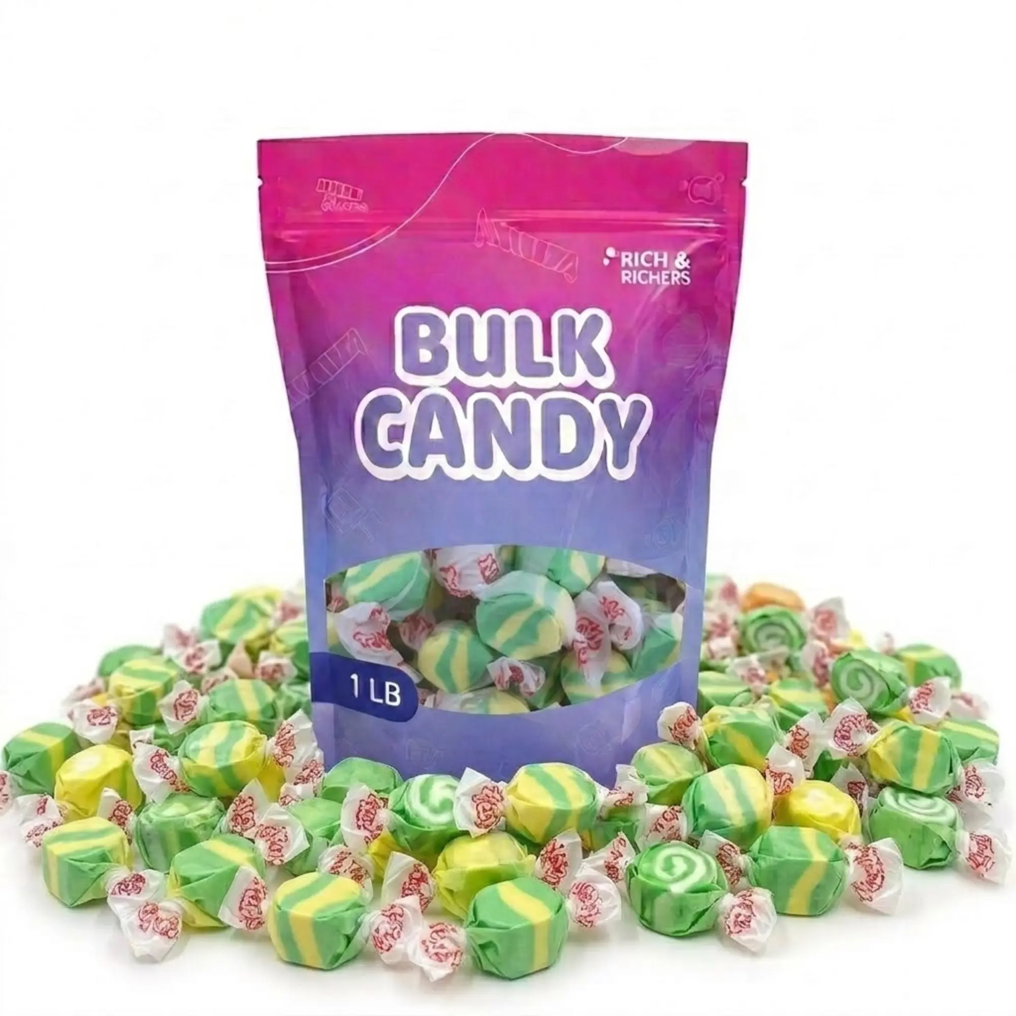 Taffy Town Saltwater Taffy, Pineapple, Watermelon, Banana, Candy Apple, Cinnamon Swirl, Black Licorice, Vanilla & More | Gourmet Nougat-Style Candy | Individually Wrapped Soft Chewy Treats | Party Snacks, Summer Desserts, Goody Bags | 1 Pound Bulk Bag