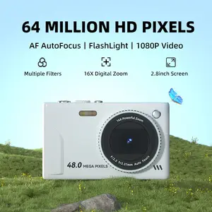 1080P Digital Camera for Photography,4800 Foldable Screen Portable Vlogging Camera with 64GB SD Card,  Anti-Shake, 16X Digital Zoom, Ideal Gift for Girls, Boys Teenagers, and Beginners, Birthday Christmas Valentine's Day Gift