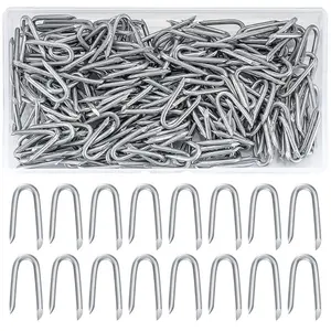 250 count Steel Wire Fencing Staples, Wire Staples, Galvanized Steel Fence Staple Nails, Heavy Duty U-Shaped Fasteners Nails for Woven Wires Mesh Fencing