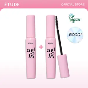 [ETUDE Official] Curl Fix Mascara BOGO | Buy 1 Get 1 Free | 2 Mascaras | #01 BLACK & #04 Volume | 24H Smudge Proof Curl | Volumizing & Lengthening | Waterproof Formula