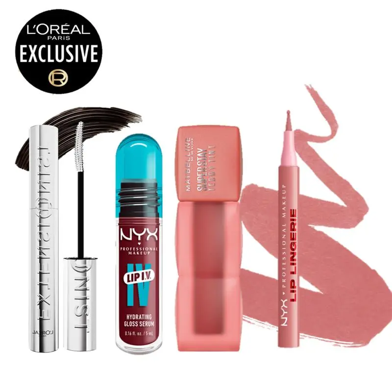 Eye & Lip Makeup Bundle: Extentionist Mascara, Lip IV gloss, Teddy Tint lip tint & Lip lingerie liner Eye & Lip Makeup Bundle: Extentionist Mascara, Lip IV gloss, Teddy Tint lip tint & Lip lingerie liner