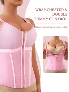 Women's tummy control Compression vest, Segmented Workout Shapewear, adjustable waist and zipper, with a bra, suitable for various occasions and everyday wear, enhancing confidence and comfort.