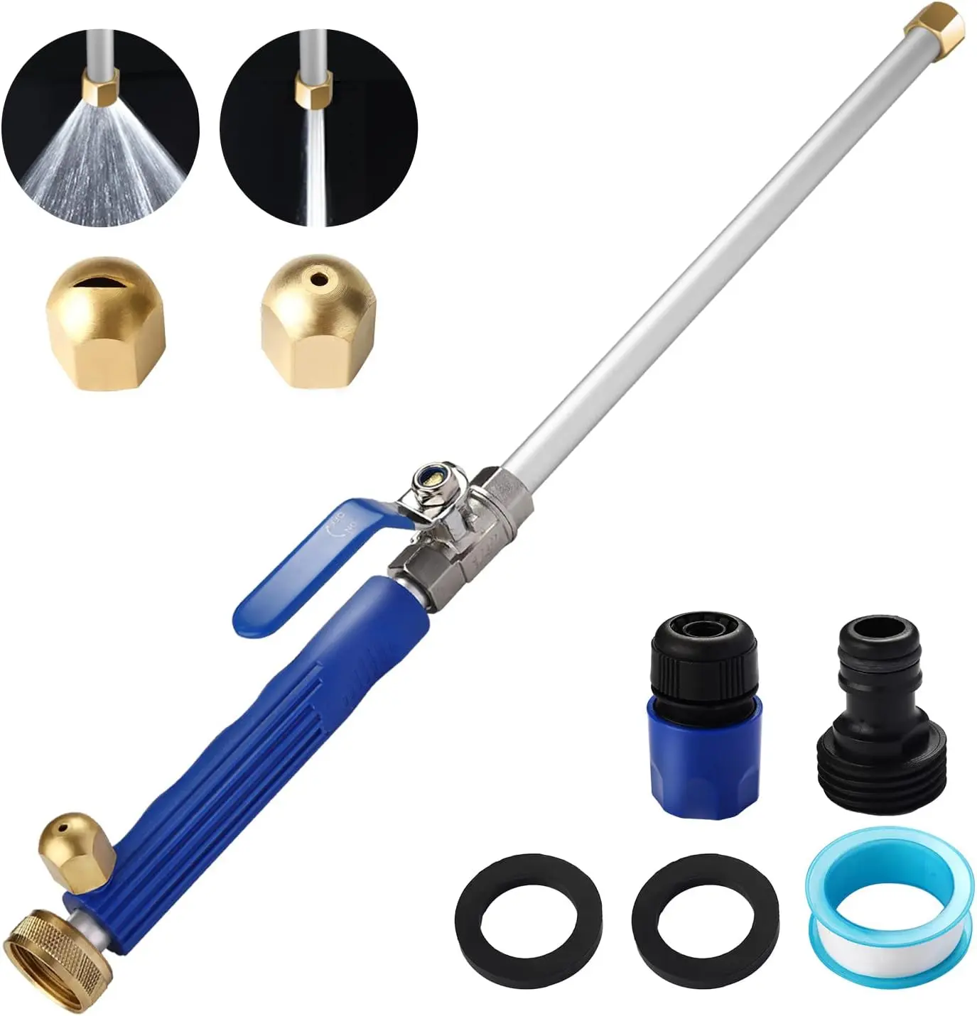 Upgraded Hydro Jet Nozzle for Garden Hose Power Washer Wand, with 2 Spray Nozzles, 2 Quick Connectors, 1/2” Garden Hose Connectors – Ideal for Window Cleaning, Car Washing