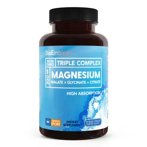 BioEmblem Magnesium Complex - 300mg Elemental Magnesium, Advanced Absorption, NSF Certified, Supports Muscle, Nerve, Heart Health - 120-Capsule Value Pack
