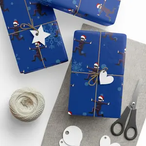 Festive Wrapping Paper Roll, Holiday Gift Wrap, Blue Christmas Wrapping Paper, Seasonal Party Supplies, Snowman Gift Wrap