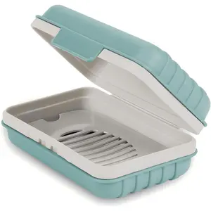 Bar Soap Holder Dish 1 Pack for Shower, Travel Soap Case with Lid for Gym, Camping Essentials, Travel Size Toiletries, Portable, Leakproof, Blue