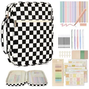 Bible Cover Case for Women Corduroy Bible Case for Girls Checkered Large Bible Cover with Handle Bible Study Supplies Accessories Christian Gifts for Women