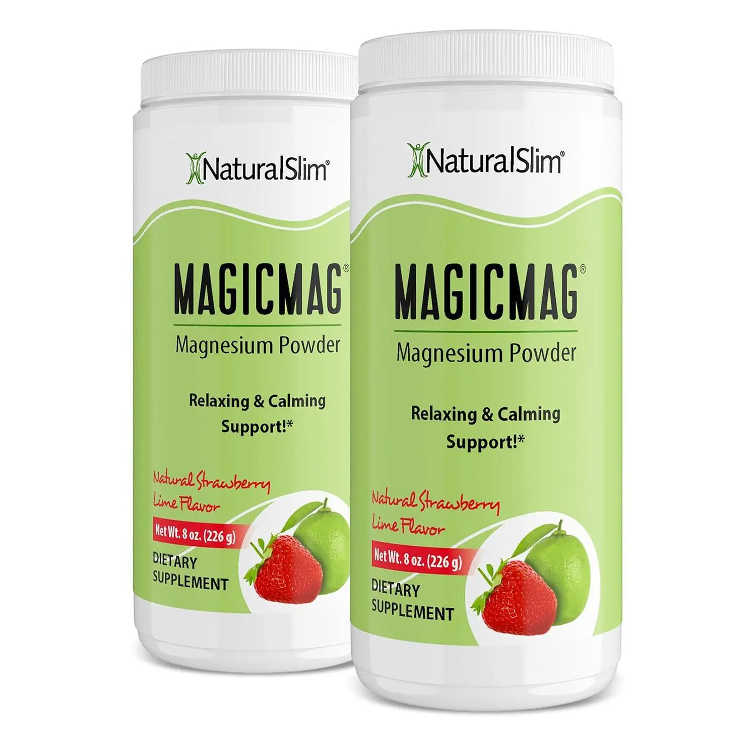 NaturalSlim MagicMag Magnesium Citrate Powder for Stress, Constipation, Muscle & Heart Health, Better Rest & Digestive Support, Magnesium Supplement for Women and Men, 8 oz (2 Pack) – Strawberry Lime
