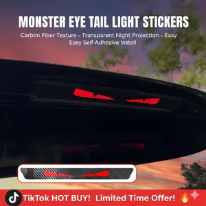 Monster Evil Eye Car Tail Light Sticker, Glowing Eyes & Sharp Teeth, Easy Peel Vinyl Decal Car Decals for Cars Trucks Suvs, Night Visibility Decor, Multipurpose Car Decal