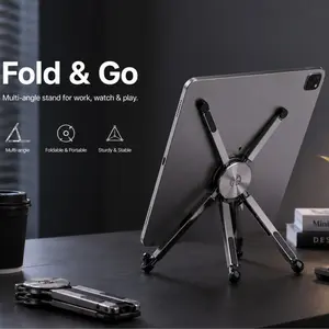 Foldable iPad & Laptop Stand, Adjustable Aluminum Holder for Desk Setup