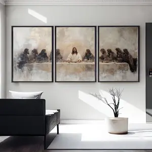 The Last Supper Oil Painting Print, Jesus Set of 3, Leonardo Da Vinci Parable LDS Bible Renaissance Christian Faith Shepherd (Unframed)