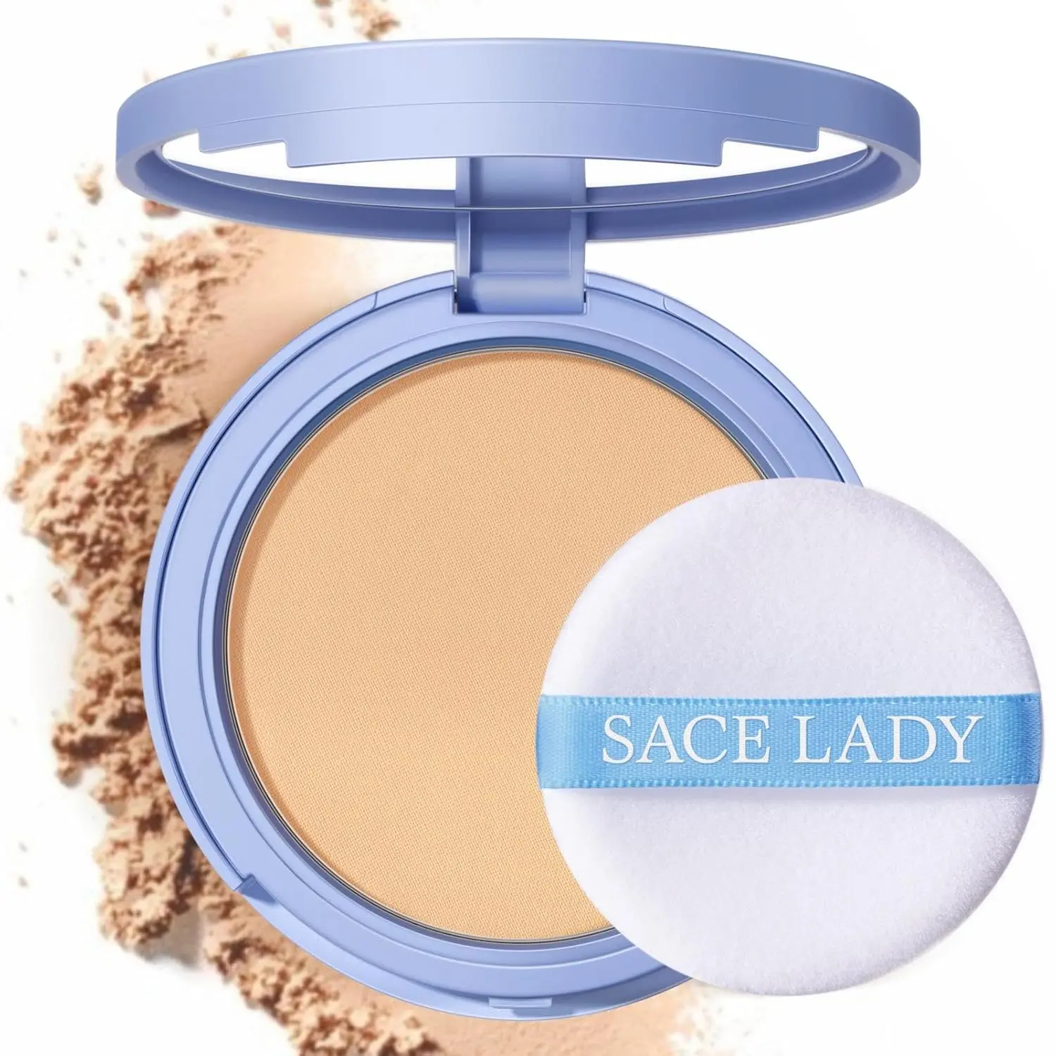 SACE LADY Waterproof Pressed Powder, Oil Control Setting Powder for Face, Long Lasting Matte Finish, Blurs Pores & Fine Lines, Lightweight Compact Face Powder, 0.35oz