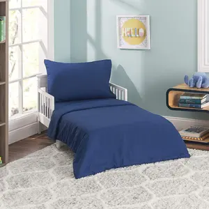 Solid Navy 4-Piece Toddler Bedding Set