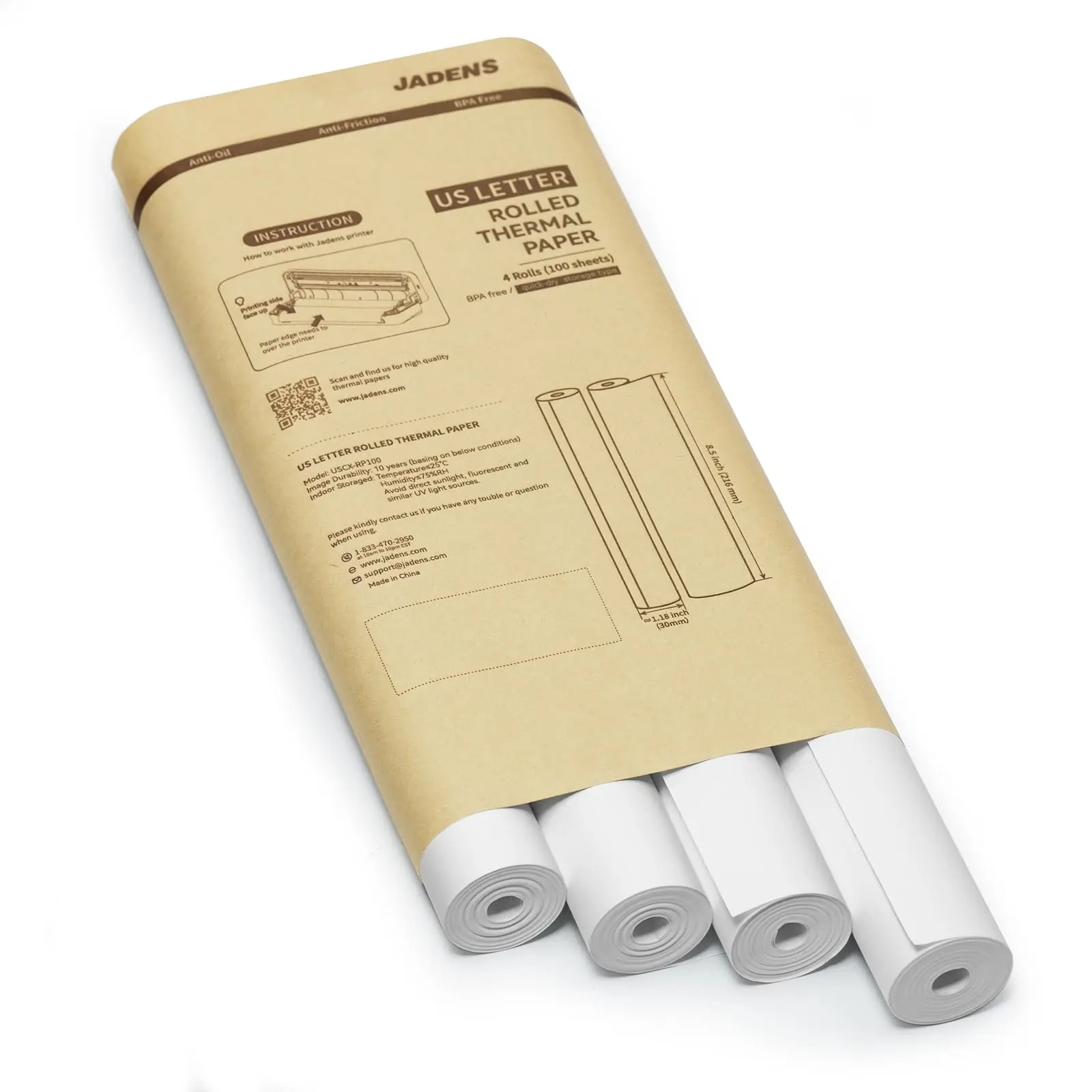【JADENS】Thermal Paper For Jadens Portable Pirnter,US Letter  8.5''×11' ,4X6 inch,3 icnh,2 inch Round Label,2 inch Sticker Label