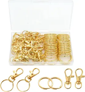 60 count   Swivel Clasps Lanyard Snap Hooks with Key Rings, Key Chain Clip Hooks Lobster Claw Clasps for  Clip Lanyard,  Making, DIY Crafts