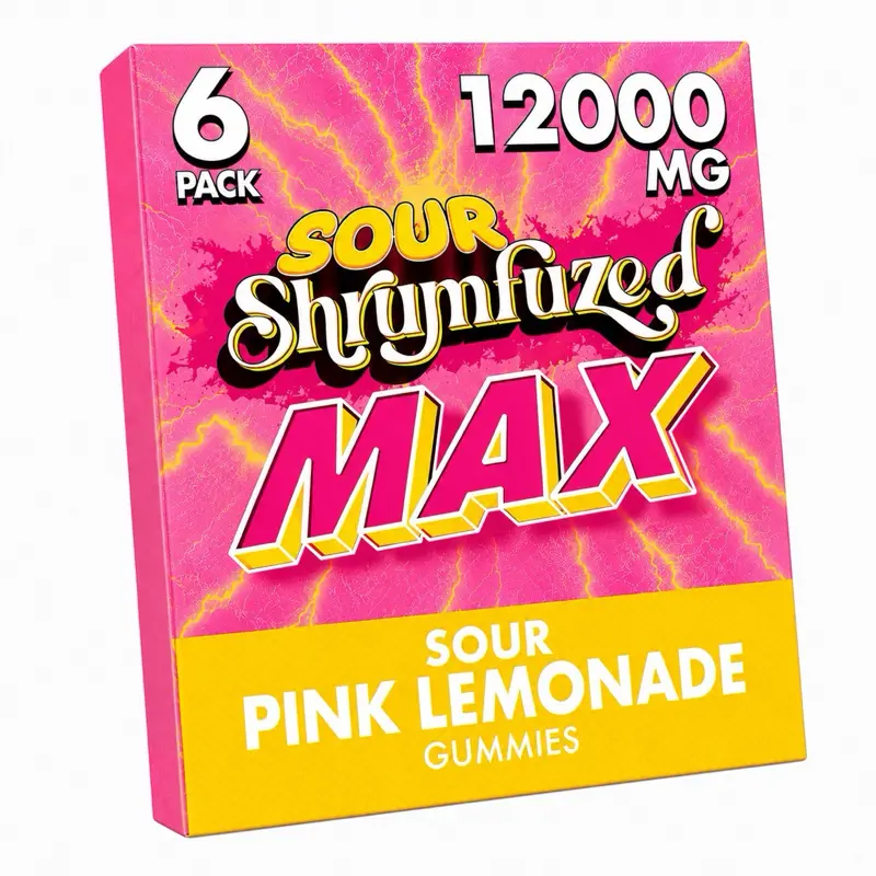 MAX Sour Pink Lemonade Fruit Gummies, 6 Count, High Potency Plant-Based Mushroom Gummies, Soft Chewy Gummies, 100% Organic Ingredients, High-Quality Formula, Freshness-Sealed, Secure Reusable Metal Tin, Travel-Friendly Packaging, Proudly Made in USA
