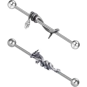 14G/16G 316L Industrial Barbell Cartilage Earring Surgical Steel Industrial Barbell Cartilage Earring Body Piercing Jewelry for Women Mens