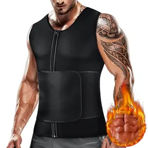 Men's Waist Trainer Sauna Suit Shirt, Single Belt Sauna Vest Gym & Exercise Compression Vest, Sweat-Boosting Workout Top