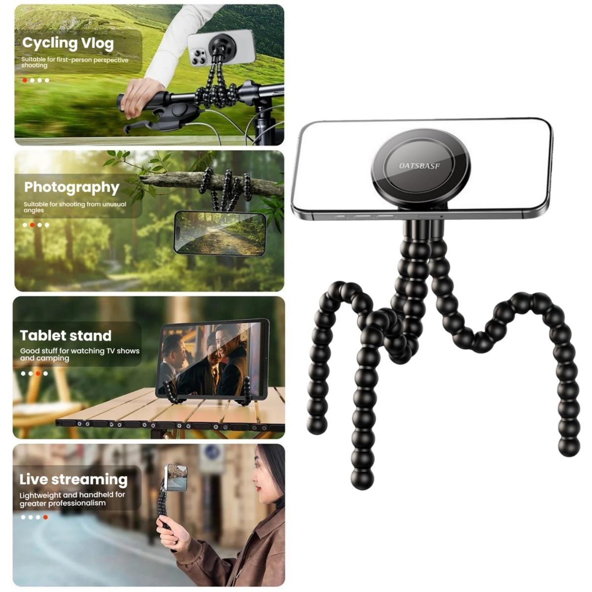 for Magsafe Flexible Magnetic Phone Tripod Mount Stand Holder Desk Bracket for Indoor Outdoor Video Recording Vlogging Selfie, Phone Tripod Universal for iPhone Samsung Galaxy Smartphone