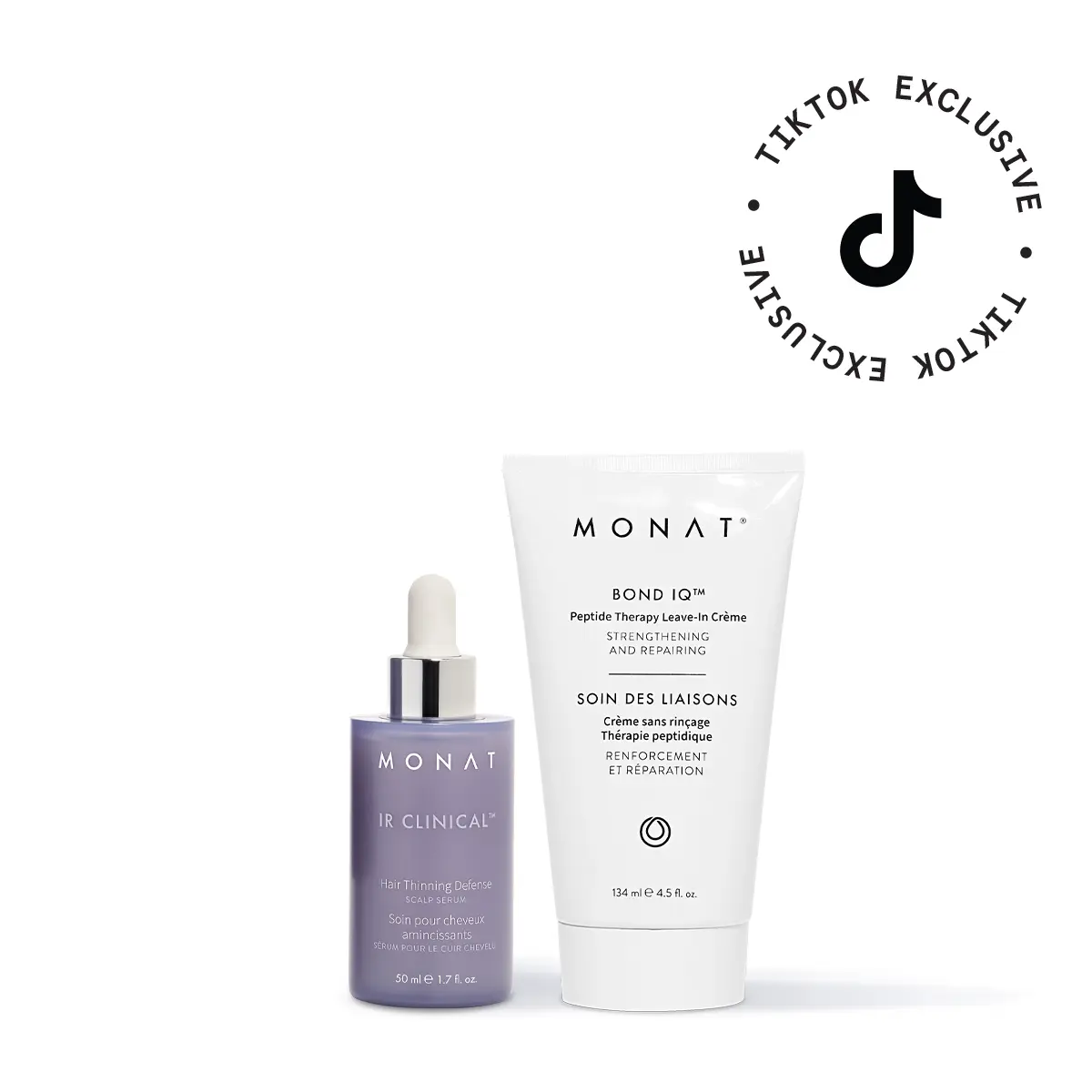 MONAT IR Clinical Hair Thinning Defense Serum + Bond IQ Peptide Therapy Leave-In Creme – Hair Thinning Defense Kit