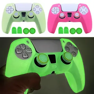 Glow in The Dark Soft Silicone Controller Case, Gamepad Case Cover for PS5 Controller with Joystick Caps, Gaming Controllers, Console Accessories