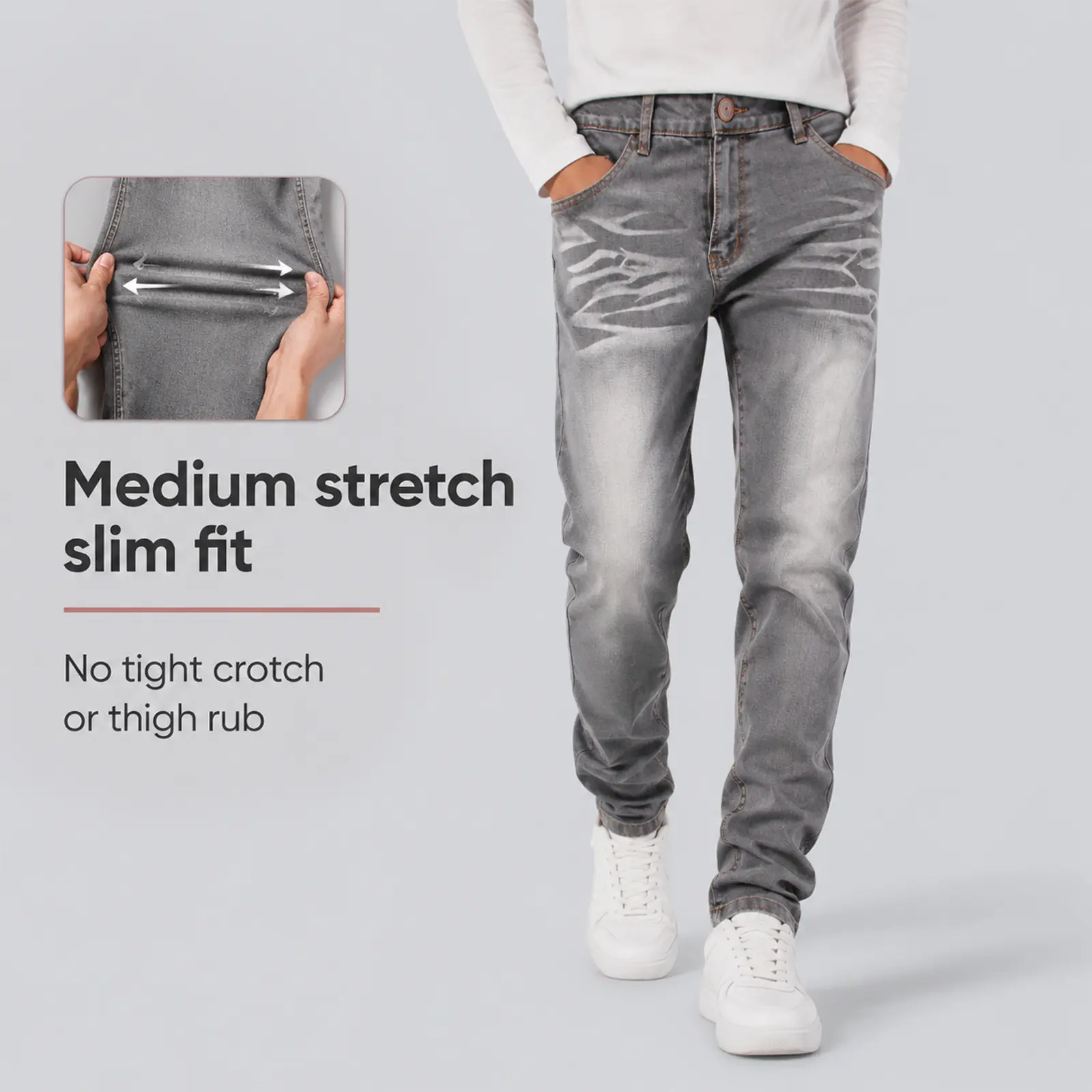 JUNBAOSS Men's Slim-Fitting Stretch Colored Jeans - Button, Distressed Straight Leg, Comfort Flex Waist, Cotton Fabric, Classic Street Style, Hipster Personalized, Jeans with Pockets, Casual Menswear day giftsmen mens bottoms 2026 fashion