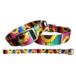 Serape & Sunflower designed nylon dog collar Serape & Sunflower designed nylon dog collar