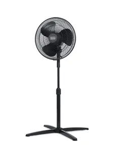BLACK+DECKER 16-Inch Pedestal Fan, BFP16MXB, Oscillating Fan for Home and Office, 3 Speed Settings, Height Adjustable Stand with Adjustable Fan Head Tilt, Black
