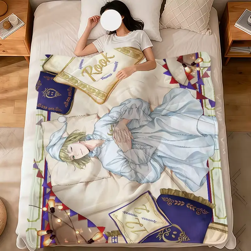 game anime Twisted-Wonderland Flannel soft warm plush blanket for sofa living room pet hogar bedroom gift home Car portable