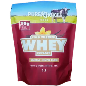 Whey Protein Isolate, Vanilla, 3 Ingredients, Cold Filtered, Healthcare Fitness 28g Protein | Pure Choice Farms