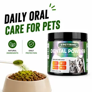 PETITRINU Probiotics Dog Dental Powder, Algae Formula for Cat Plaque & Tartar Control, Easy Sprinkle