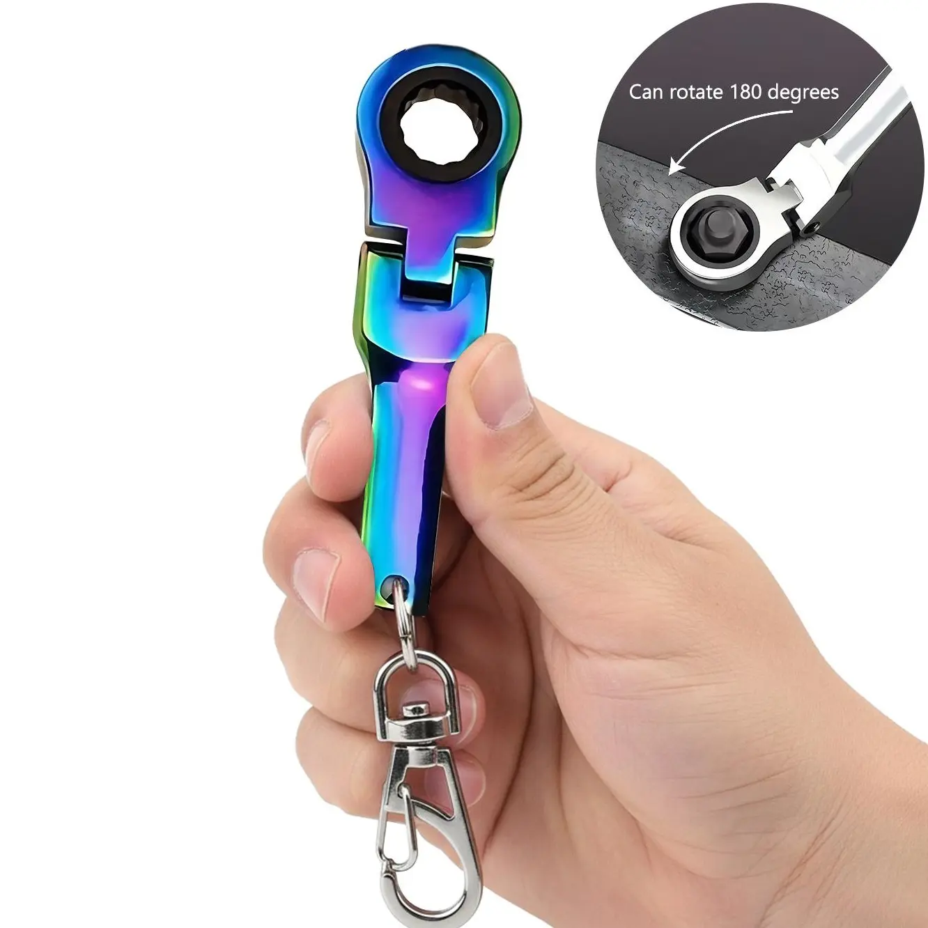 10mm Ratchet Wrench Keychain Mini Shaped JDM Metal Racing Keychain Ring Keyring Gift for Men Women