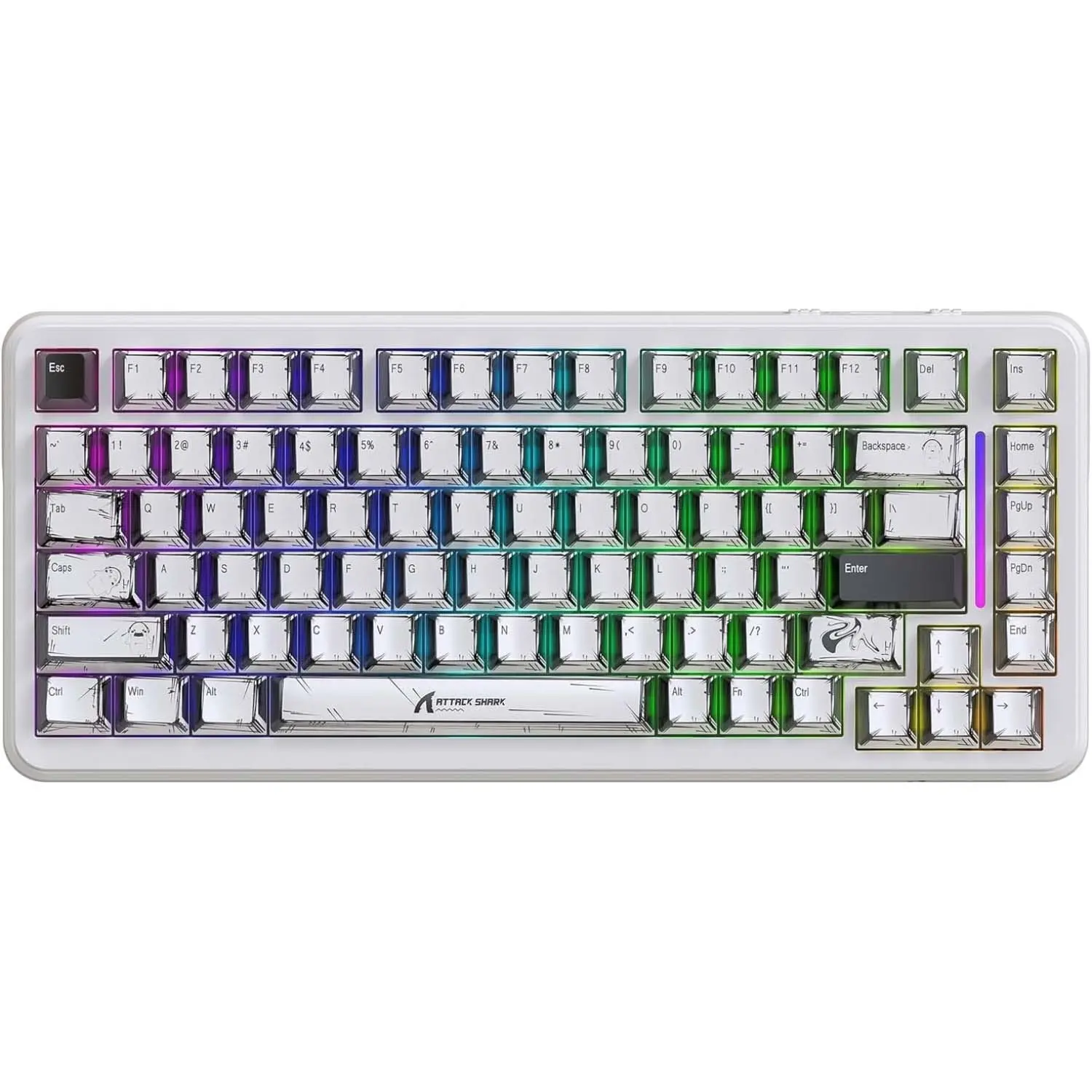 ATTACK SHARK X82PRO HE Wireless Rapid Trigger RGB Mechanical Gaming Keyboard with Adjustable Actuation,2.4G/Wired/BT,8K Polling Rate,Hall Effect Magnetic Switch,5000mAh Battery for PC FPS Tri Mode Keyboard(White Anime)