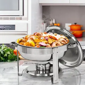 Segawe 5 Qt Round Stainless Steel Chafing Dishes Set - Silver Kitchenware, Bakeware for Home, Wedding Banquet Buffet Catering