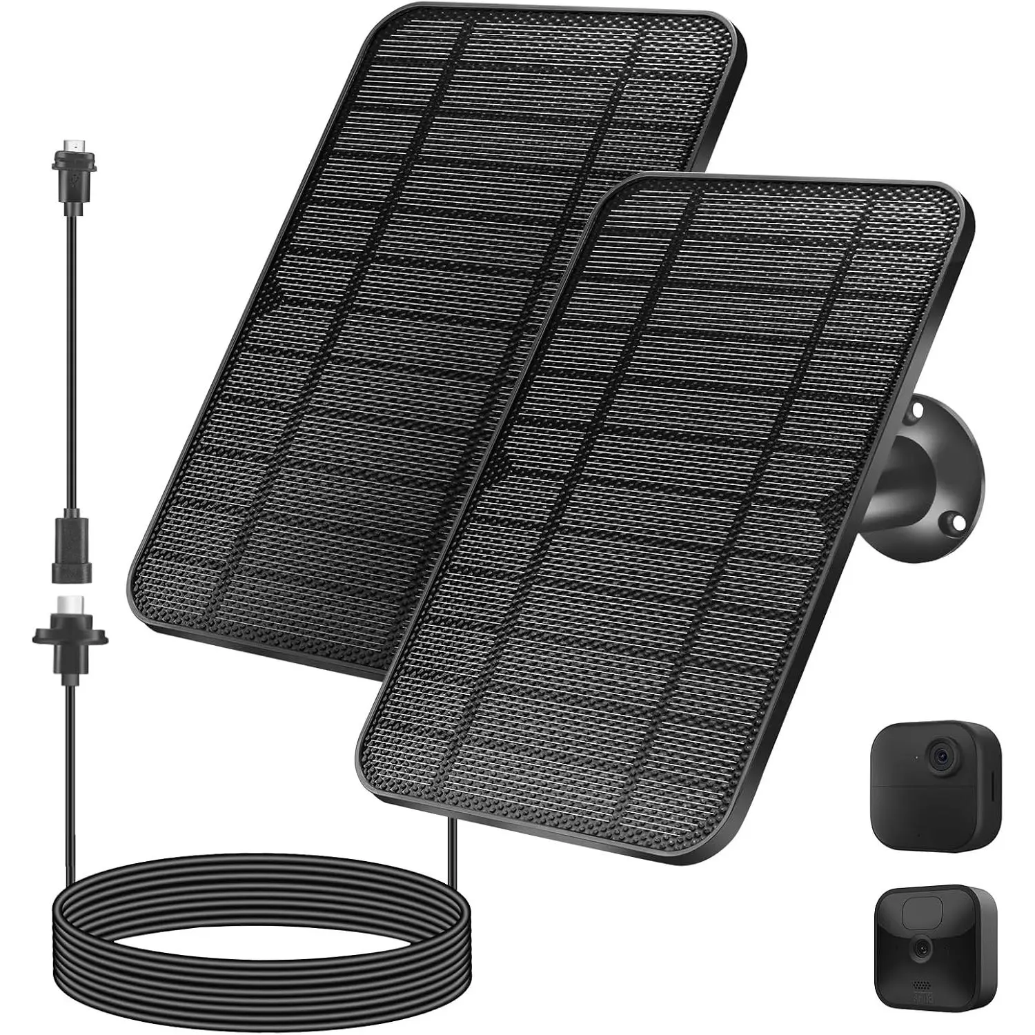 2-Pack 4W Solar Panel Battery Charger for Blink Camera, 2600mAh Rechargeable Battery, IP65 Waterproof Black Solar Kit (Charge Controllers & Accessories), Solar Panel Battery Charger Charge Controllers & Accessories