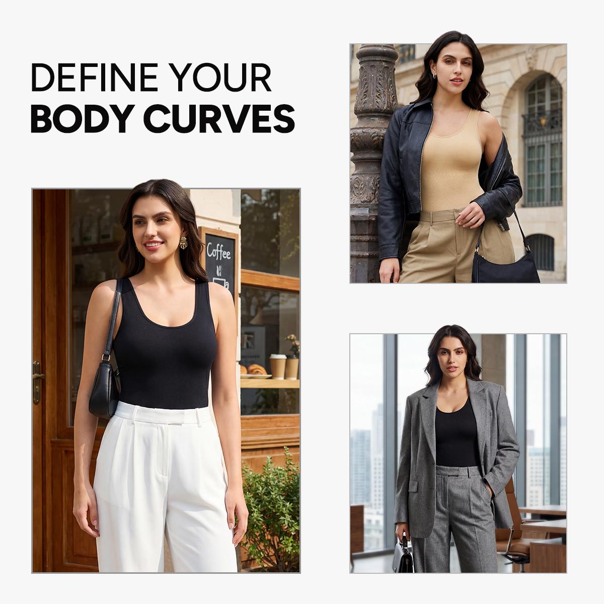 [MAX] Nebility Women's Clothing Minimalist Seamless Crewneck bodysuits shapewear, Basic Comfortable Womenswear Outdoorfun Fit bodysuits women Curve Hugging Compression Beige SpringStatements