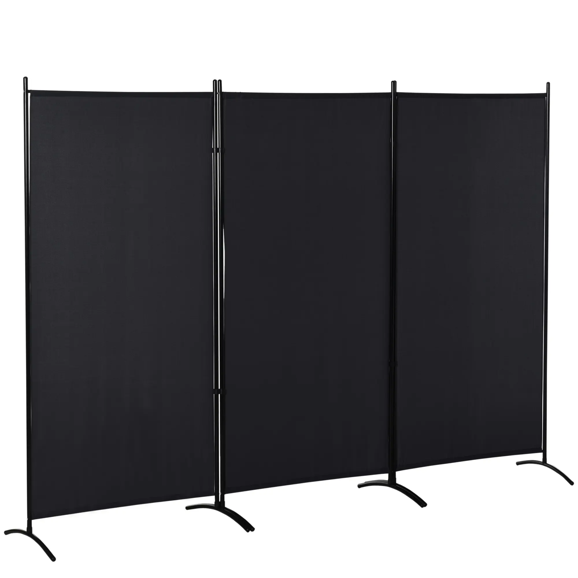 Black Minimalist 6ft 3-Panel Indoor Room Divider - Privacy Screen, Space Partition Furniture for Home Bedroom & Living Room Changing Area