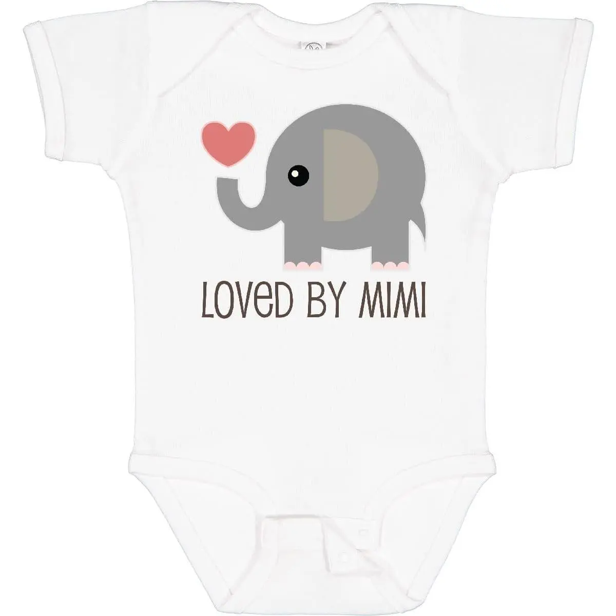 Cute Baby Basic Body Suit, "Loved by my Mimi" Letter Print, Soft 100% Cotton Short Sleeve Romper with Envelope Neck and Snap Button, Bodysuit Clothes