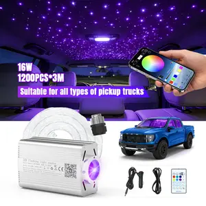 16W Starlight Headliner Lights,Mixed Fibers (0.1in 800pcs + 0.2in 400pcs, 1200pcs Total) with Sound-Activated Light Source, Remote + APP Control for Most Car Models  Professional Install Skill 12V Voltage Only