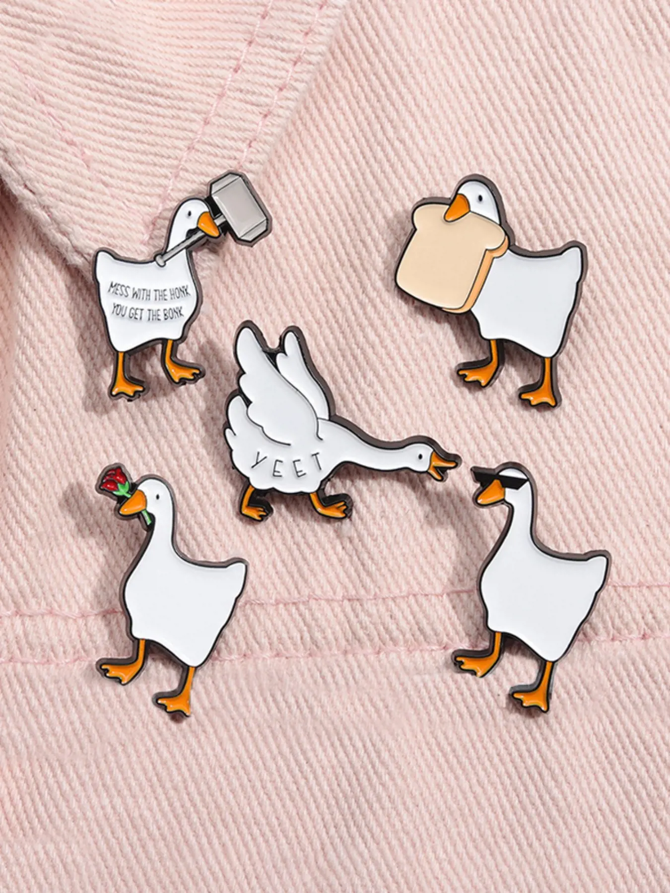 5pcs/set Cartoon Silly Goose Enamel Pins Cute Duck Animal Metal Brooches Lapel Backpack Badge Fashion Jewelry Accessories Gifts for Friends Drop Set Pins Alloy Brooch Pin