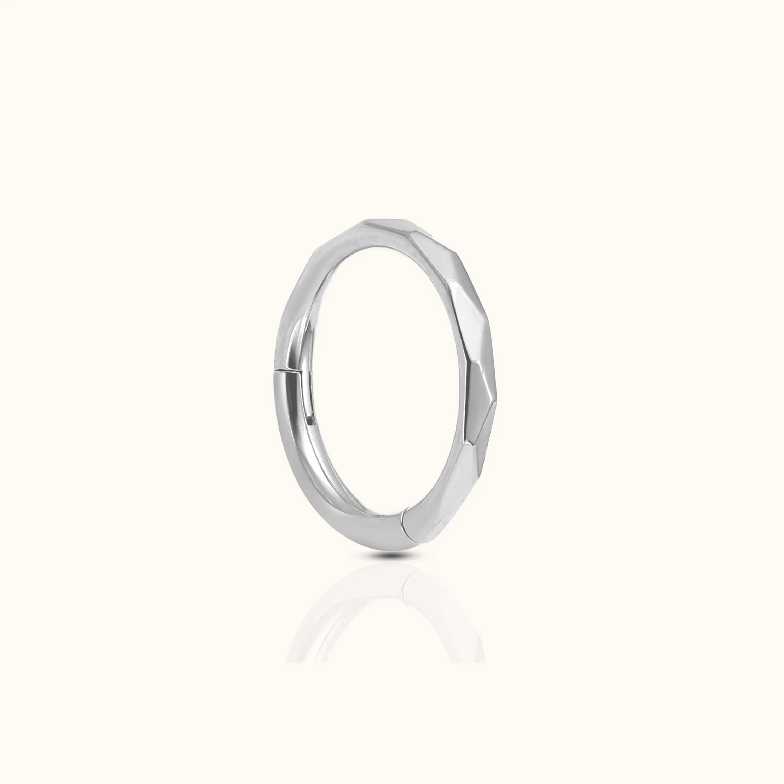 Geometric Cut Clicker Titanium Hinged Hoop Earring
