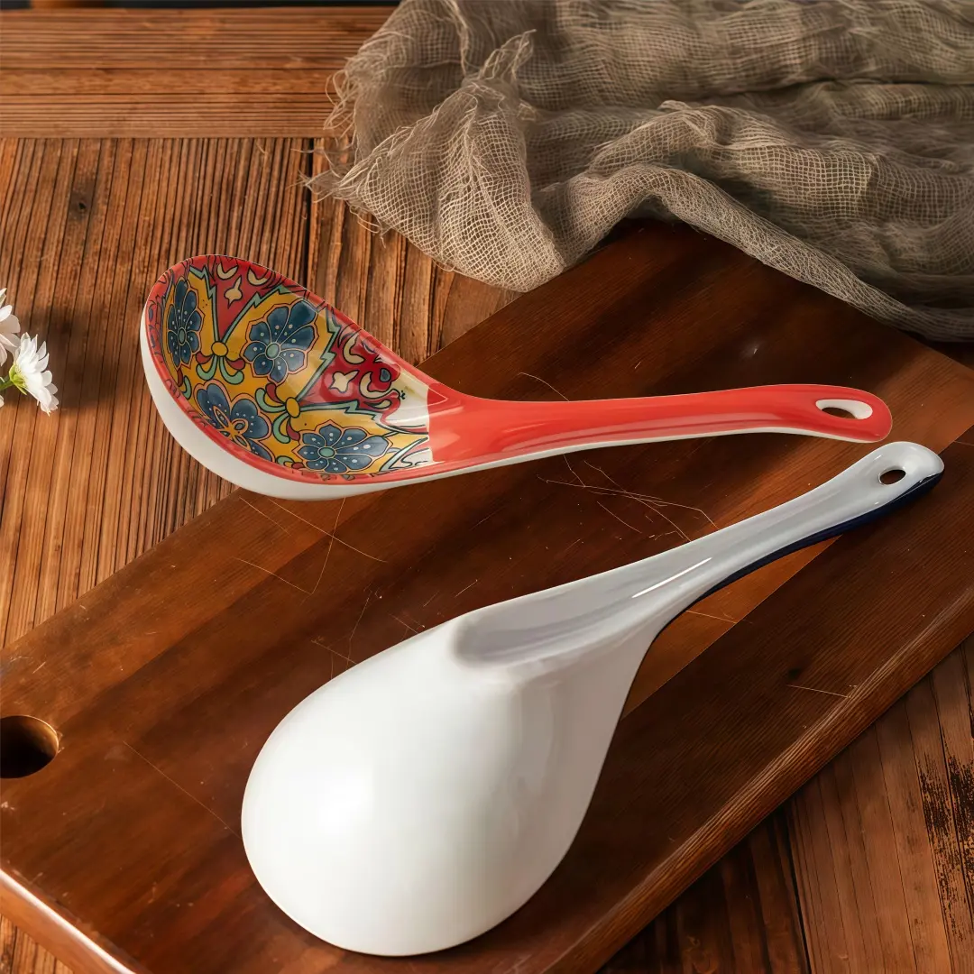 Bohemian Ceramic Soup Spoon Set, Dinnerware Sets, Kitchenware, Large Household Serving Spoons, Microwave & Oven Safe, Ramen, Miso, Dumpling Bowls