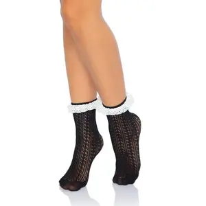Ghost Lace Crochet Socks [Black/White]