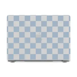 Casely MacBook Case | Fit Check | Light Blue Checkerboard Laptop Shell | Snap-on Laptop Shell with Raised Anti-Slip Grip and Bottom Vent Cutouts | Hard Policarbonate Protective Laptop Cover