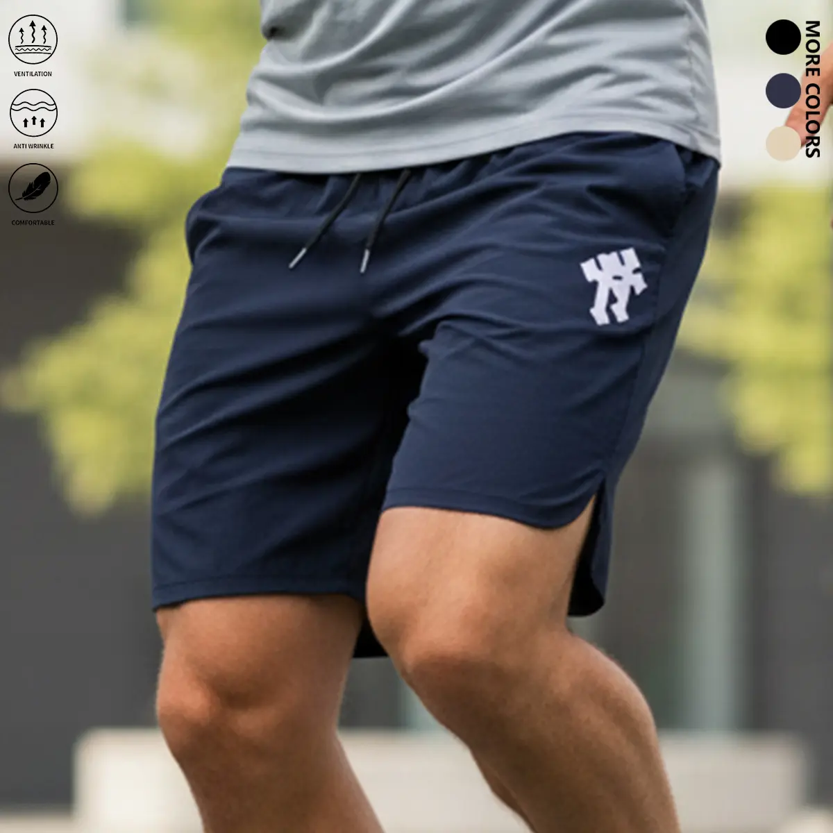Male Quick Drying Sports Shorts - Nylon, Lightweight, Breathable, Sweat-Wicking Athletic Training Workout Shorts with Drawstring Waist, Split Hem for Summer Casual Use, Quick Drying Shorts