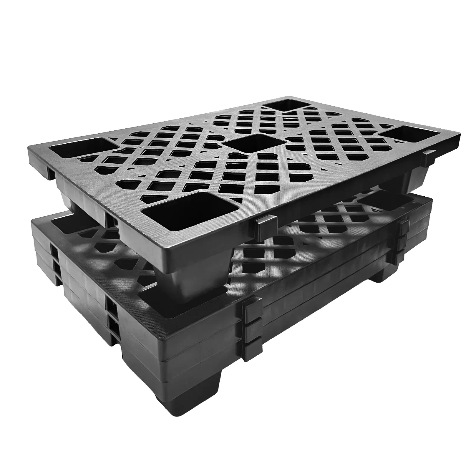 [fathers day gift]Lightweight Nestable Plastic Pallets – Interlinked Floor Pallets with Breathable Grid, Dampure-Proof & Waterproof, Appropriate for Indoor/Outdoor Storage in Warehouse, Supermarket, Basement, 23.6" x 15.7" x 3.9", 4/6/8 Pack, Black