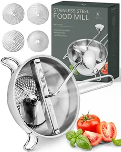 Hungry Artisan Food Mill with 4-Disc Stainless Steel Ergonomic Rotary Design for Tomato Sauce Applesauce Baby Food Mashed Potatoes Jams & More Premium Quality Rust-Resistant Easy Clean