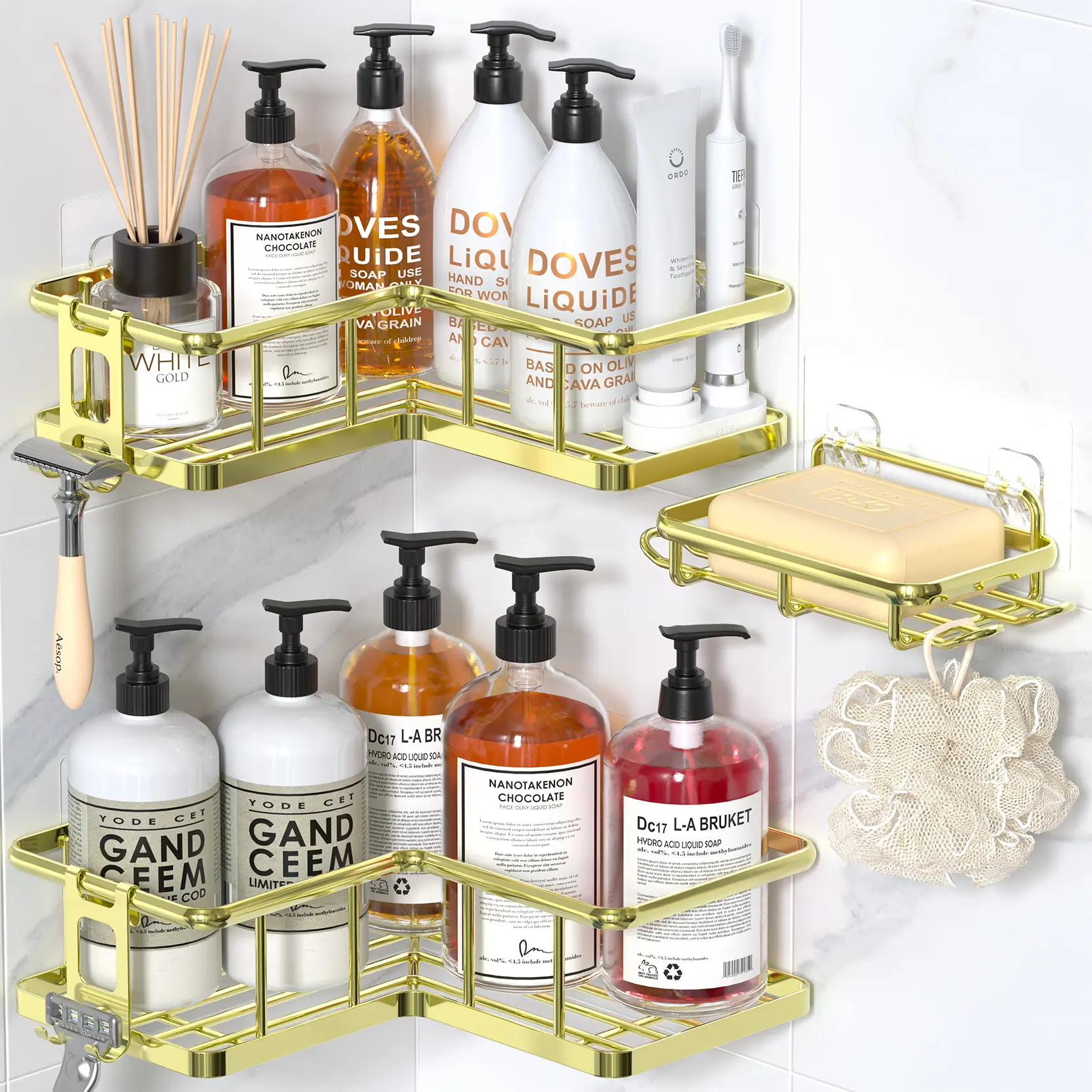 3 pcs Corner Rack Gold